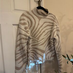 Cynthia Rowley Cream and Tan Zebra Sweater